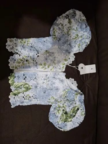 Vendo cropped floral azul