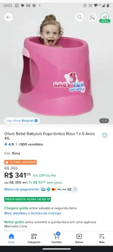 Ofurô 1 a 6 anos rosa