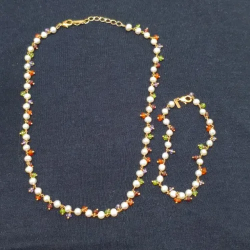 Conjunto gargantilha e pulseira - banho ouro 18k