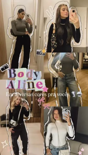 Body mangas compridas em Poliamida