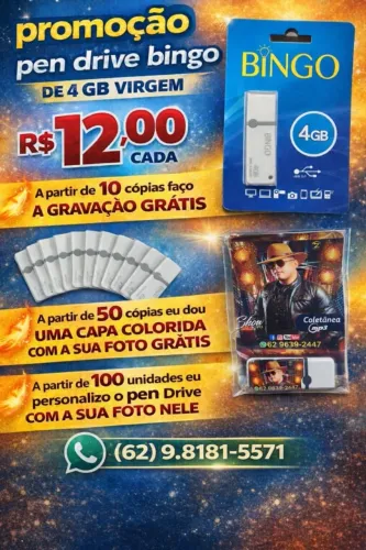 Pen drive gravado e Personalizado Preços a partir de R$12,00