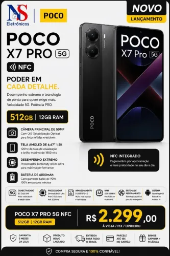 Smartphone Xiaomi Poco X7 Pro 5G 512GB 12GB RAM LACRADO ENTREGAMOS GRATIS GARANTIA