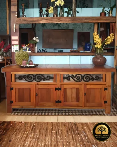 Buffet Rústico em Madeira Maciça - Fabricamos móveis sob encomenda