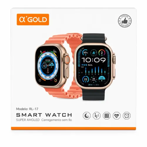 Smartwatch RL-17 AGold com 4 pulseiras