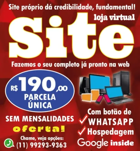 SITE PRÓPRIO COMPLETO PARA SEU TRABALHO, SERVIÇO, NEGÓCIO COM GOOGLE WHATSAPP E SEM MENSAL