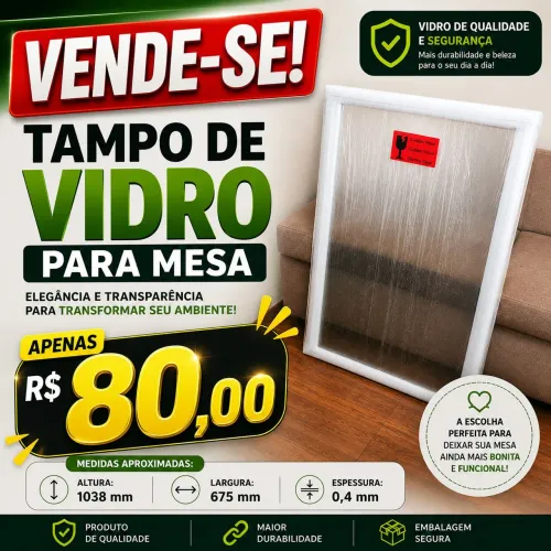 Tampo de vidro para mesa