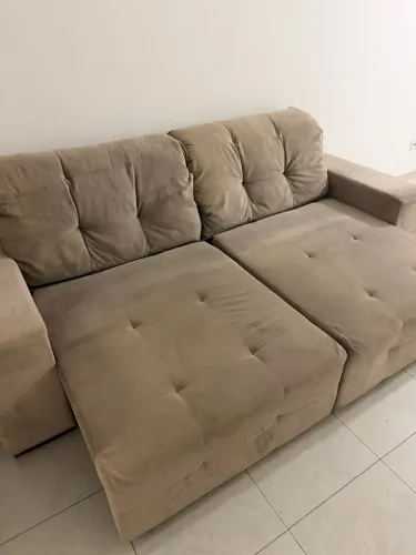 Sofá grande 2,30m bege suede 