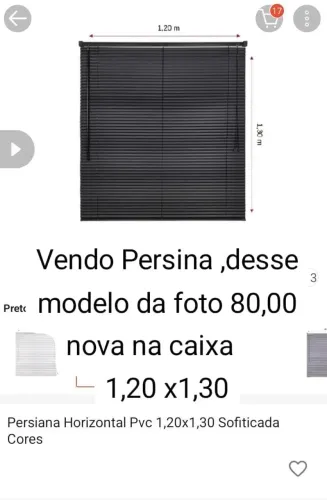 Persiana nova na caixa 1,20 X 1,30 cor preta