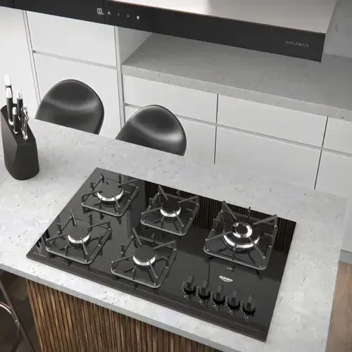 Cooktop Dako 5 Bocas - Vidro Temperado e Grade de Ferro Fundido (Na Caixa)