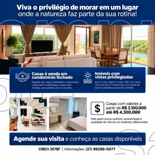 Casas à Venda em Condomínio Fechado de Alto Padrão