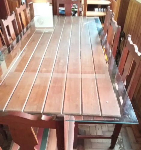 Mesa de Madeira e vidro temperadolq