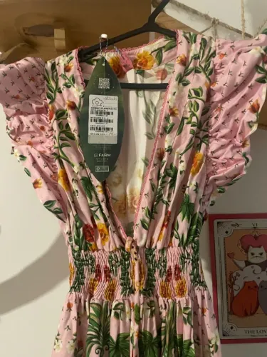 vestido farm jardim de pássaros novo com etiqueta
