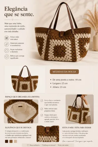 Bolsa de crochê quadrada