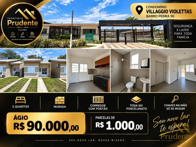 Casa em Condomínio para Venda em Cuiabá, Pedra 90, 2 dormitórios, 1 banheiro, 2 vagas