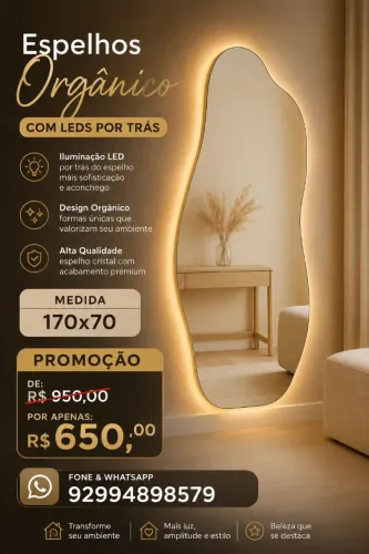Espelhos orgânico original com leds 