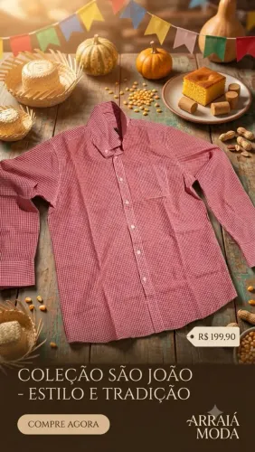 Camisa masculina para o São João (manga longa)