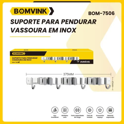Suporte p/ pendurar vassouras inox