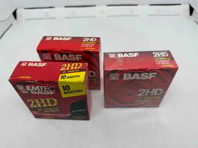 Lote 3 Caixas de Disquete 1.44 3 1/2 BASF - 1 Lacrada