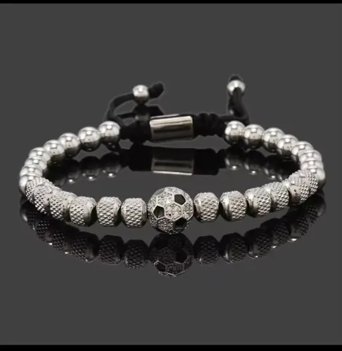 Pulseiras em contas banhadas a ouro e em aço inoxidável 