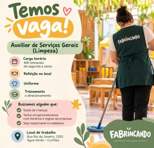 BERÇÁRIO:  Limpeza (segunda a sexta)