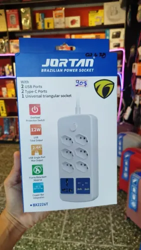 Extensão de Tomada 6 Entradas + Usb E Type-c | 2500w