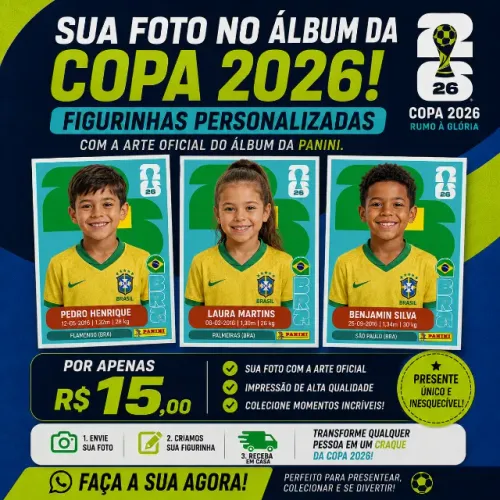 Figurinhas Álbum da Copa do Mundo 2026 PERSONALIZADAS!