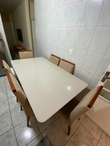Mesa de jantar tampo de vidro + 6 cadeiras novas