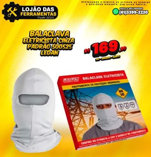 Balaclava Eletricista Cinza Padrão 500525 Ledan