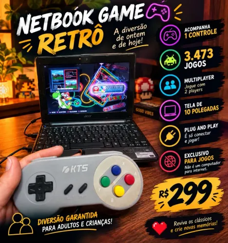 NETBOOK GAME RETRÔ 3.473 JOGOS EM UM SÓ APARELHO
