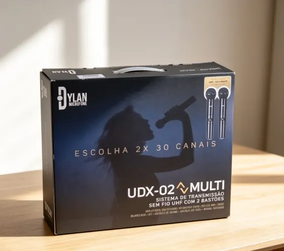 Microfone DYLAN UDX-02 - Multi dinâmico cardioide preto sem fio