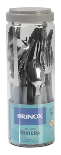 Faqueiro Brinox Riviera 24 Peças Lâminas Em Aço Inox - Cinza