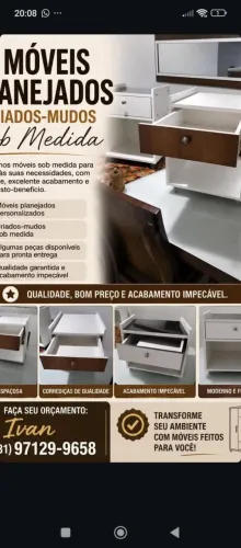 Criado mudo todo em MDF corrediças telescópicas e rodízios de silicone 