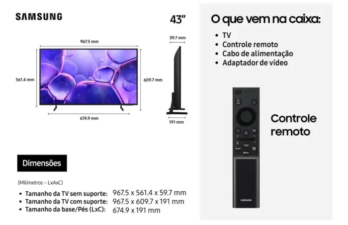 Smart TV Samsung 43? 4K Crystal UHD U8100F - Nova