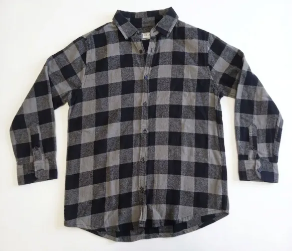 Camisa Xadrez Flanela Infantil Manga Longa - Cinza e Preto - Fuzarka 