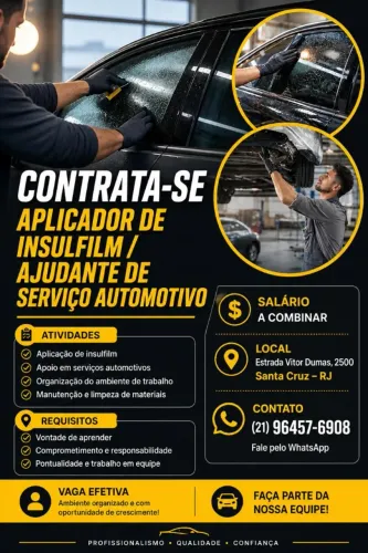 Aplicar de insulfilm / ajudante de serviços automotivos