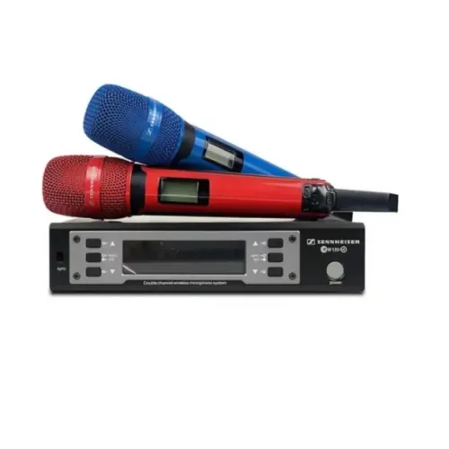 Microfone Sennheiser Duplo Ew135g4 Prossional Azul e Vermelho 200 Metros