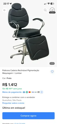 Cadeira reclinável para Cabelereira e lash