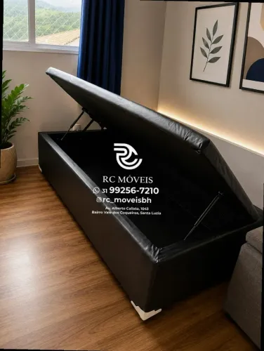 Cama box completa Baú Solteiro 88x1.88 Blindado com Pistão a Gás