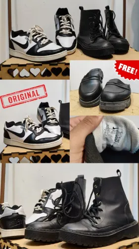 Tênis Nike original, coturno preto e mocassim de brinde