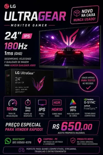 monitor gamer LG UltraGear 24GS60F de 24 polegadas. ?