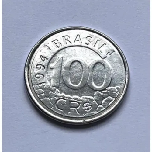 Moeda de 100 Cruzeiros Reais 1994 Soberba Aço Inoxidável do Lobo Guará