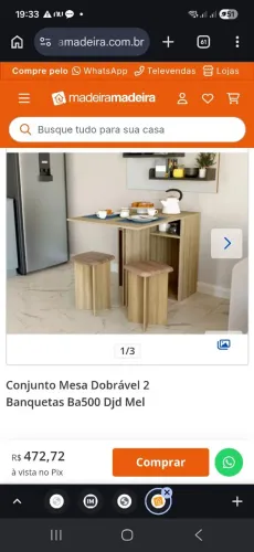 Mesa dobrável duas banquetas