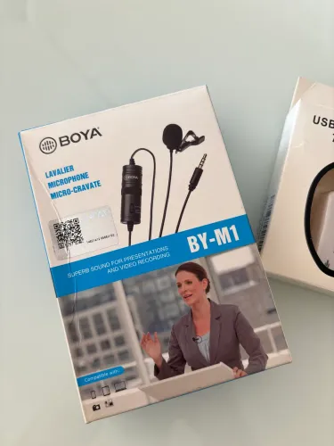 Microfone Boya M1 com fio + adaptador USB