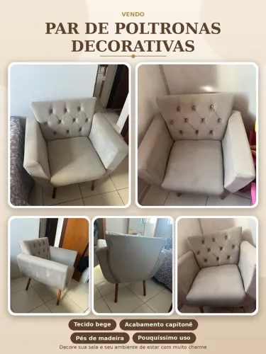 Vendo par de Poltronas em tecido Bege