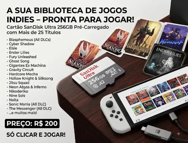 Cartão sd Sandisk Ultra 256gb. Brinde com vários jogos instalados.