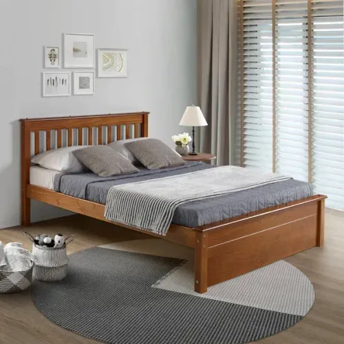 Cama Casal Inglesa em Madeira Maciça + Colchão Castor