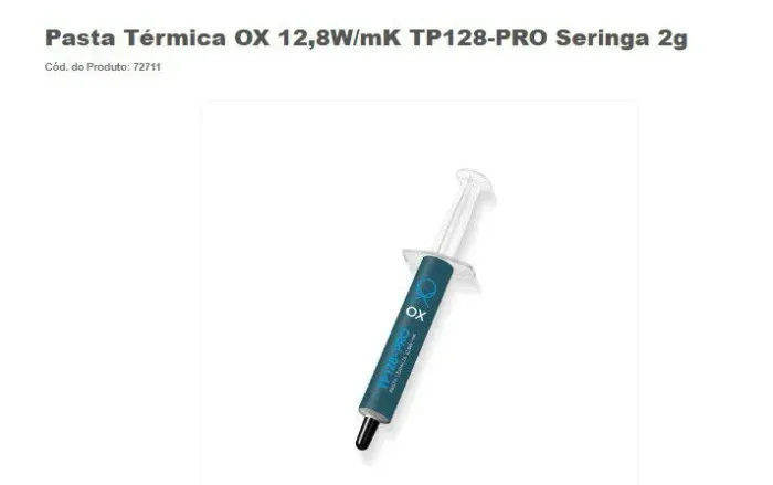 Pasta térmica OX 12,8w/mK TP128-PRO Seringa 2g