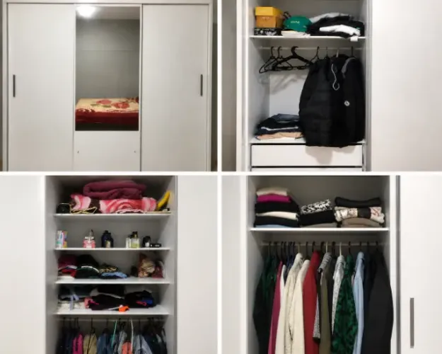 Guarda-roupa casal 3 portas de correr com espelho