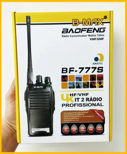 Kit 02 Radio Comunicador Baofeng Walkie Talkie 16ch Bf-777s Preto Dual Band