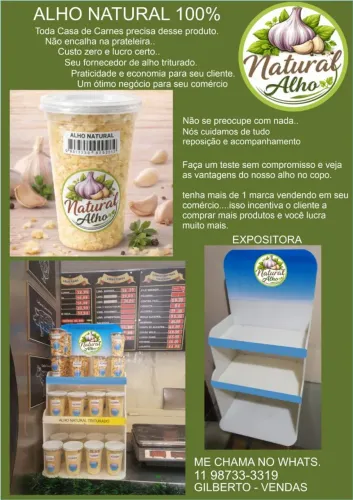 Acougues hortifruti e mercados ganhe com alho triturado